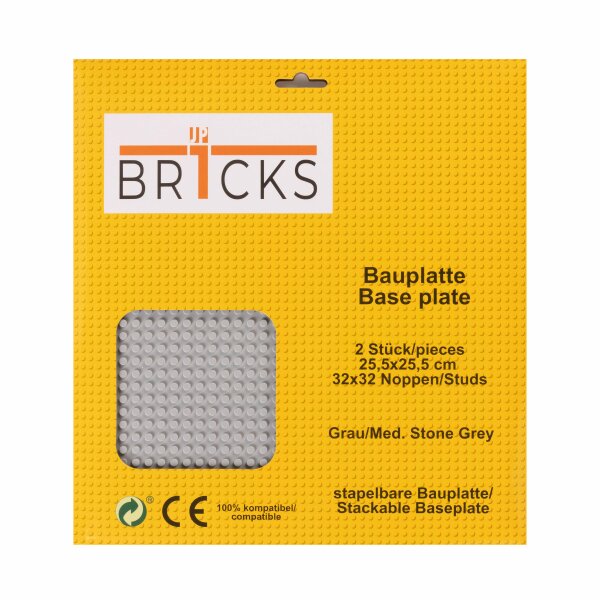 BR1CKS Baseplate Med. Stone Grey 32x32 2er