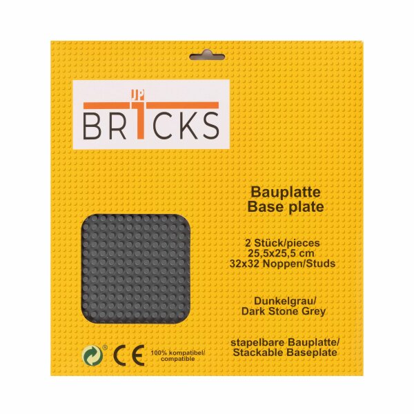 BR1CKS Baseplate Dark Stone Grey 32x32 2er