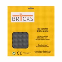 BR1CKS Baseplate Dark Stone Grey 32x32 2er